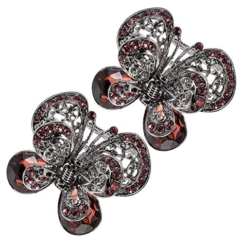 BESTYASH 2 Stück Damen Haarklammern Schmetterlings Krallenclips mit Funkelnden Strasssteinen Glatte Oberfläche Modischer Haarschmuck für Haartypen Rutschfest und Schonend BESTYASH 2 Stück Damen Haarklammern Schmetterlings Krallenclips mit Funkelnden Strasssteinen Glatte Oberfläche Modischer Haarschmuck für Haartypen Rutschfest und Schonend von BESTYASH