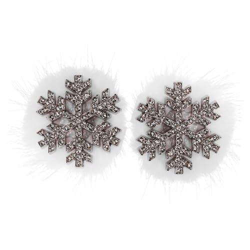 BESTYASH 2stücke Funkelnde Schneeflocken Haarspangen Für Weihnachts Haarschmuck Mit Strass Plüsch Haarklammern Für Festliche Anlässe Und Stilvolle Looks von BESTYASH