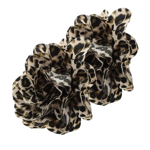 BESTYASH 2 Stück Extra Große Leoparden-blumenbroschen aus Französischem Satin Handgefertigt Auffällige Anstecknadeln für Anzüge Partykleider Schals und Hutdeko Modische Kleidungspins von BESTYASH