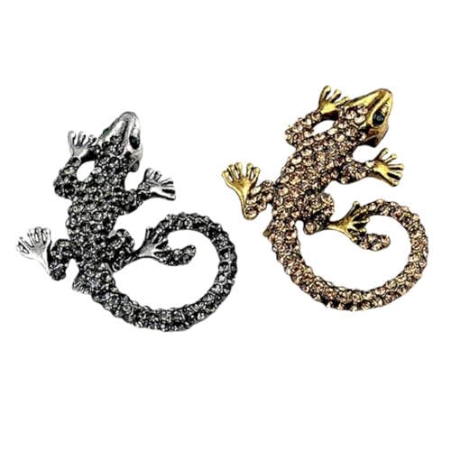 BESTYASH 2 Stück Gecko Brosche aus Legierung Modische Anstecknadeln für Mantel und Anzug Langlebige Reptilien design Kleidung Broschennadeln Elegantes Outfit Accessoire in Antik Bronze und von BESTYASH