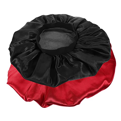 BESTYASH 2 Stück Große Elastische Satinhauben für Damen Satin Schlafmütze und Duschhaube Wiederverwendbar Angenehm Weich Passend für Verschiedene Kopfgrößen Haarschutz für Nacht und Dusche von BESTYASH