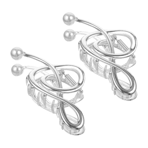 BESTYASH 2 Stück Haarnadel aus Metall Haarklammern für Frauen Perlen Haarklauenklammern Mädchen Haarzubehör Beachten Sie Haarspangen Haarstyling-Clips Zinklegierung Silber von BESTYASH
