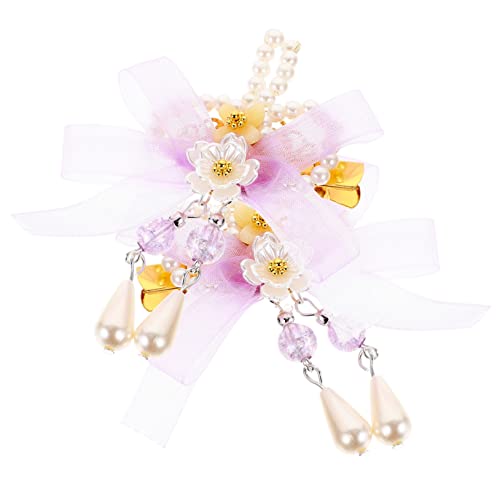 BESTYASH 2 Stück Haarschmuck Blumen Haarspangen mit Quasten für Mädchen Perlen Haarclips für Partys Hochzeiten und Alltägliches Styling von BESTYASH