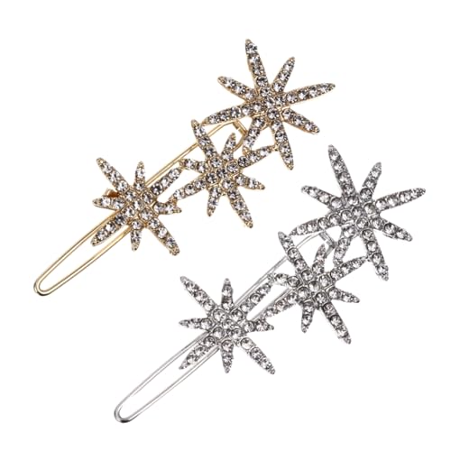 BESTYASH 2 Stück Haarspangen Damen mit Strass Funkelnde Haarnadeln für Weihnachten Haaraccessoires Gold und Silber für und Mädchen von BESTYASH