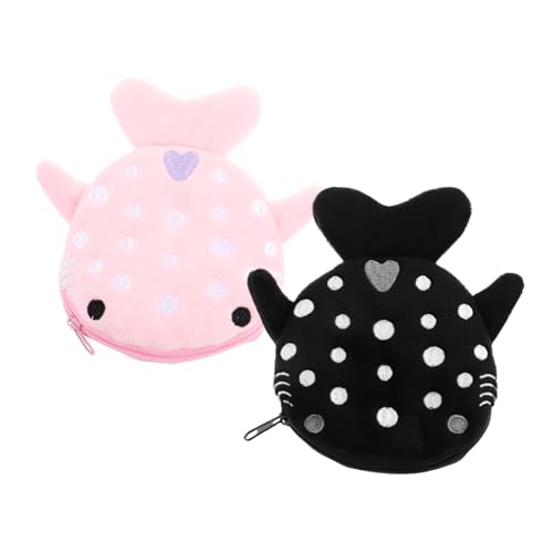 BESTYASH 2stücke Niedliche Haifisch-plüsch-münzbeutel Mit Reißverschluss Kleiner Geldbeutel Für Frauen Für Münzen Und Kleine Accessoires von BESTYASH