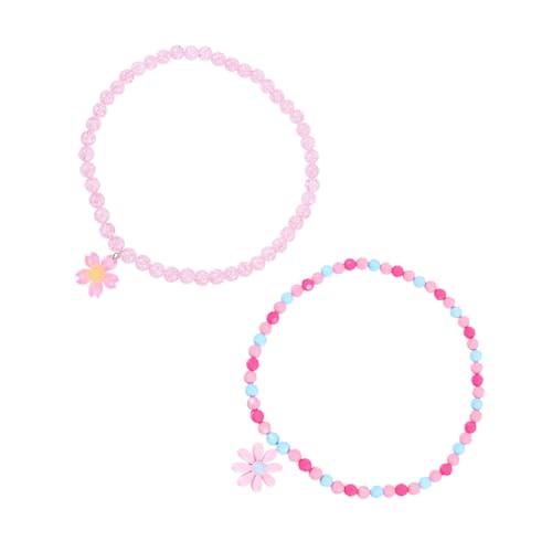 BESTYASH 2 Stück Halskette Acryl Perlen Kette mit Sonnenblumen Anhänger und Kirschblüte Süße Bunte Schmuckstücke für Mädchen Langlebig Leicht für Geburtstags Partyoutfits von BESTYASH