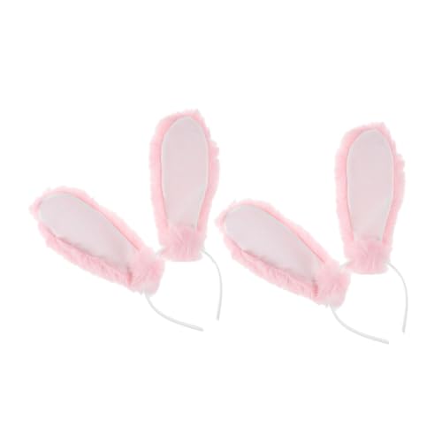 BESTYASH 2 Stück Hasenohr Stirnband Kaninchenohren Haarreifen mit Hasenohren Kopfbedeckung Hasenohren Damen Hase Gastgeschenke Hasenohren lustiges Stirnband Stoff Rosa von BESTYASH