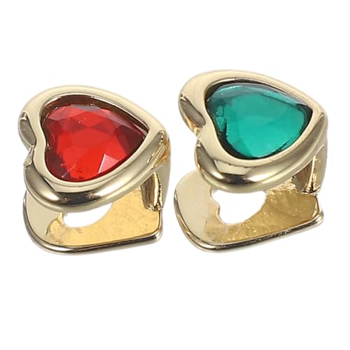 BESTYASH 2 Stück Hip Hop Zahnschmuck Teiliges mit Herzförmigen Strasssteinen Realistische Fake Tooth Caps für Rapper Kostüm Unisex Accessoire für Halloween und Streetwear von BESTYASH