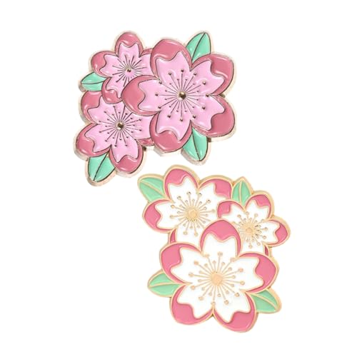 BESTYASH 2 Stück Japanische Style Broschennadeln Robuste Helle Kirschblüten Anstecknadeln für Damenmantel Modische Schmuckbroschen für Jacken Taschen Rucksäcke Leichte Sichere Befestigung von BESTYASH
