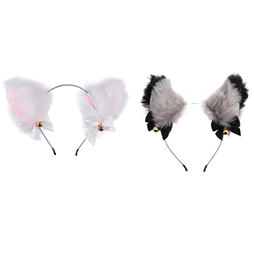 BESTYASH 2 Stück Katzenmädchen-Stirnband Stirnband mit Katzenohren für Mädchen Haarzubehör für Mädchen Stirnbänder für Mädchen Katzenzubehör für Mädchen Kopfbedeckung mit Katzenohren Stoff von BESTYASH