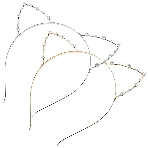BESTYASH Katzenohren Stirnband 2 Stücke mit Strass für Süßes Haaraccessoire für Partys Halloween und Cosplay Dekoratives Stirnband mit Glitzer und Komfort von BESTYASH