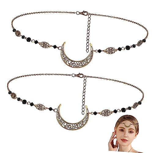BESTYASH 2 Stück Kopfkette mit Mondanhänger und Haarschmuck für Damen und Stilvolle Haaraccessoires für Hochzeiten und Feste Langlebig und Elegant von BESTYASH
