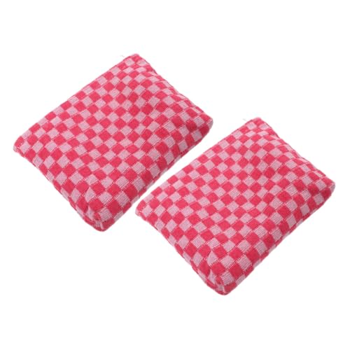BESTYASH 2 Stück Kosmetiktasche Im Schachbrettmuster Kleine Make -up -Tasche Make -up -Fall Klare Make -up -Taschen Organisatoren Taschen Für Frauen Kulturbeutel Frauen Schönheit Rosa Garn von BESTYASH