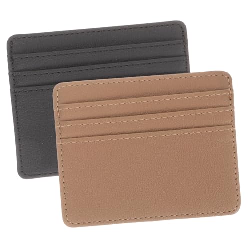 BESTYASH 2 Stück Kreditkartenhüllen aus PU Material RFID Schutz gegen Datendiebstahl Multifunktionale Kartenetuis für Bank Ausweis Buskarten Schlankes Design in Schwarz und Braun für Büro von BESTYASH