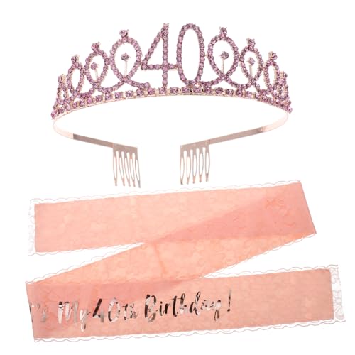 BESTYASH 2 Stück Krone Set mit Schärpe Tiara für Damen für Geburtstagsfeiern mit Funkelnden Strasssteinen Charmantes Party Zubehör für Unvergessliche von BESTYASH