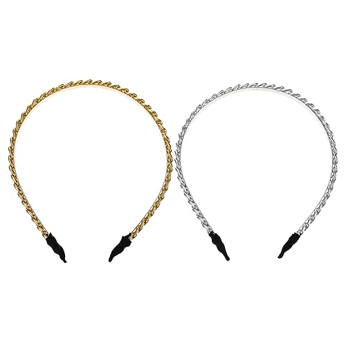 BESTYASH 2stücke Metallstirnband Mit Metallkette Ketten-stirnband Für Damen Braut-haarschmuck Stilvolle Kopfbedeckung Hochzeits-kopfschmuck Für Party Und Zusammenkünfte von BESTYASH