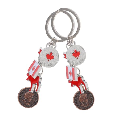 BESTYASH 2stücke Kanada Flagge Schlüsselanhänger Aus Zinklegierung Für Taschen Und Rucksäcke Patriotische Souvenirs Für Freunde Und Familie von BESTYASH