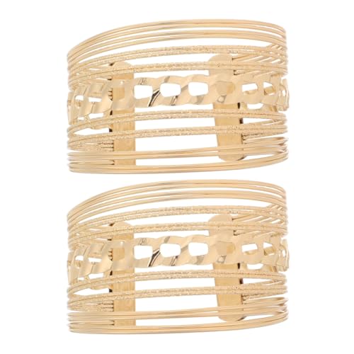 BESTYASH 2 Stück Metallarmbänder für Damen Geschichtete Boho Schmuckstücke Chunky Gold Armreifen für Frauen von BESTYASH
