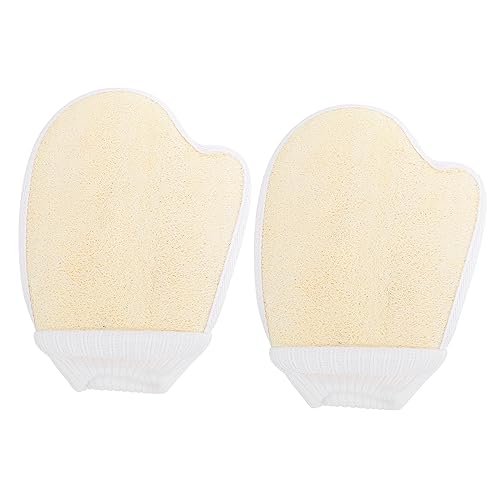 BESTYASH 2 Stück Natürliche Body Scrubber Handschuhe aus Loofah Strapazierfähige Duschhandschuhe für Sanftes Peeling und Massage Hautschonend Passend für Damen und Herren Wiederverwendbar von BESTYASH