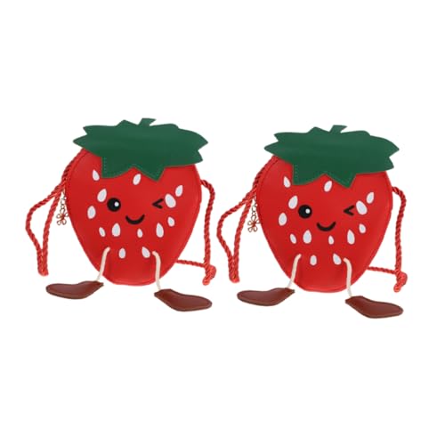 BESTYASH 2stücke Erdbeer-geldbörse Für Junge Mädchen Leicht Und Tragbar Robuste Pu-Konstruktion Mit Verstellbarem Schultergurt Für Mädchen Und Kleinkinder von BESTYASH
