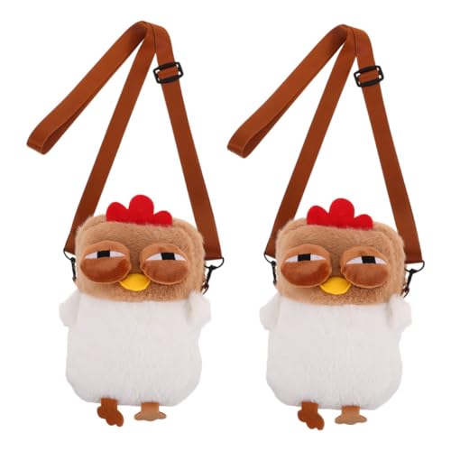 BESTYASH 2 Stück Niedliche Hühner umhängetasche Plüsch Cartoon Tasche für Damen und Mädchen Leichte Kompakte Schultertasche im Tierform design Vielseitig für Alltag Schule Reisen Geeignet von BESTYASH
