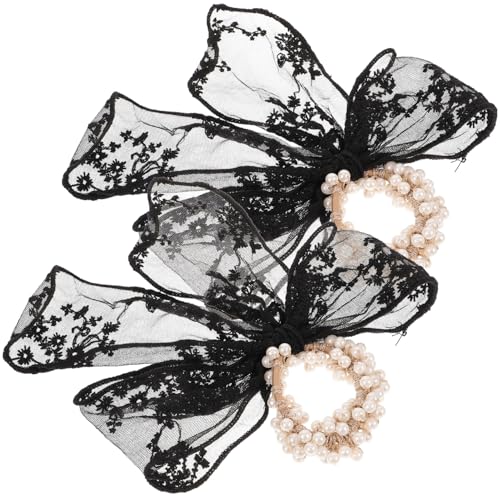 BESTYASH 2 Stück Perlen Haarband Mit Schleife Elastischer Haargummi Für Damen Und Mädchen Dekoratives Haarschmuck Für Partys Alltag Und Besondere Anlässe von BESTYASH