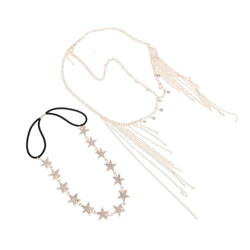 BESTYASH 2 Stück Perlenkette Haarschmuck Teiliges Vintage Stirnband mit Zarten Ketten Damen Haarband für Party Festival und Alltag Komfortabler Schmuck für Frauen und Mädchen von BESTYASH