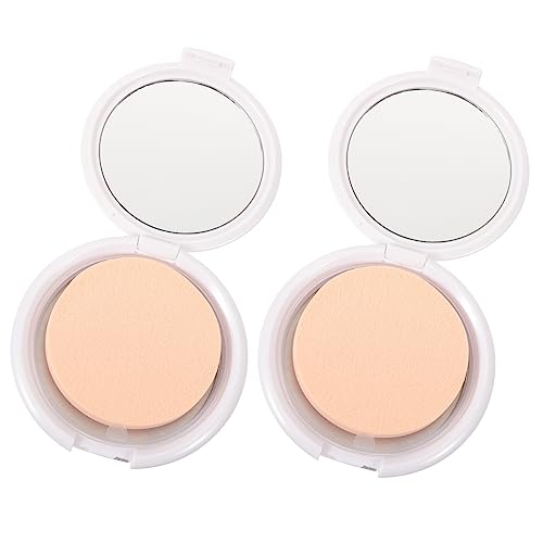 BESTYASH 2 Stück Pulververpackungskiste Kissen Rouge erröten runde Make-up-Schwämme flüssig Reisebehälter für Pulver tragbarer Pulverpuffbehälter Reisepulverbehälter Plastik von BESTYASH