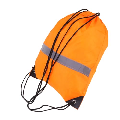 BESTYASH 2 Stück Reflektierender Kordelzug Turnbeutel Orange Sportbeutel Große Kapazität Robuster Polyester Rucksack Für Fitness Camping Reisen Alltag von BESTYASH
