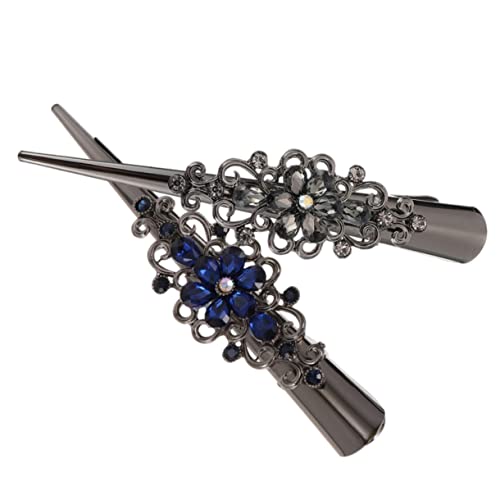 BESTYASH 2 Stück Retro Duckbill Haarspangen für Damen Metall Haarklammern Schwarz und Blau Haarschmuck für Stilvolles Haarstyling und Organisation von BESTYASH