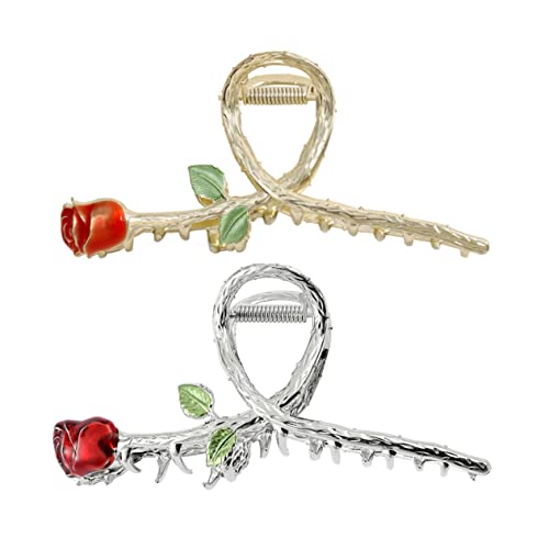 BESTYASH 2 Stück Retro Haarklammern aus Metall mit Rosenmuster Dünnes Haar Stilvolle Haaraccessoires für Damen Eleganter Haarschmuck für Jede Gelegenheit von BESTYASH