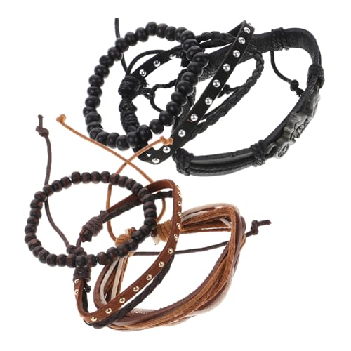 BESTYASH 2 Stück Retro Stil PU Lederarmband für Männer und Frauen Mehrschichtiges Vintage Armband Handgefertigtes Imitationsleder Perfektes Schmuckstück für Partys und Alltag von BESTYASH