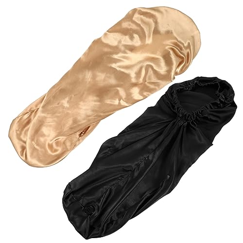 BESTYASH 2stücke Satin Haube Mit Gürtel Lange Haarschlafmütze Für Damen Für Lockige Haare Pflege Und Schönheit in Schwarz Und Khaki Verstellbar Mit Langlebigem Material von BESTYASH