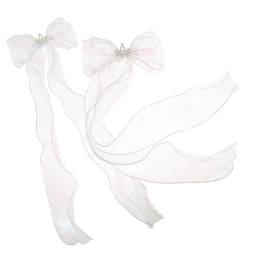 BESTYASH 2 Stück Schleife Haarnadel Seide Haarbogenklammern Kinderhaarklammern Styling Braun Haarschleifen Für Mädchen Quaste Mädchen Schnappen Haarspangen Funkelnd Clips Weiß Strasssteine von BESTYASH