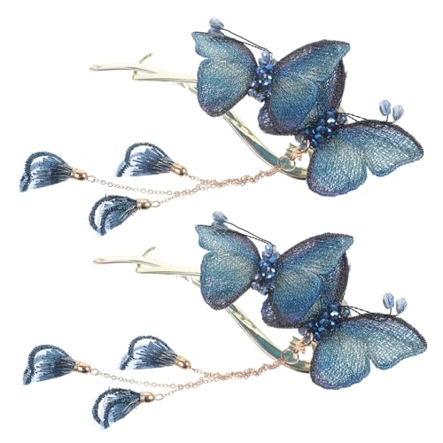 BESTYASH 2stücke Schmetterling Haarnadel Mit Strass Dekorative Haarnadel Schmetterlingshaarspange Metallhaarspange Für Damen Quastenspange Hochzeitshaarspange Retro-accessoires von BESTYASH
