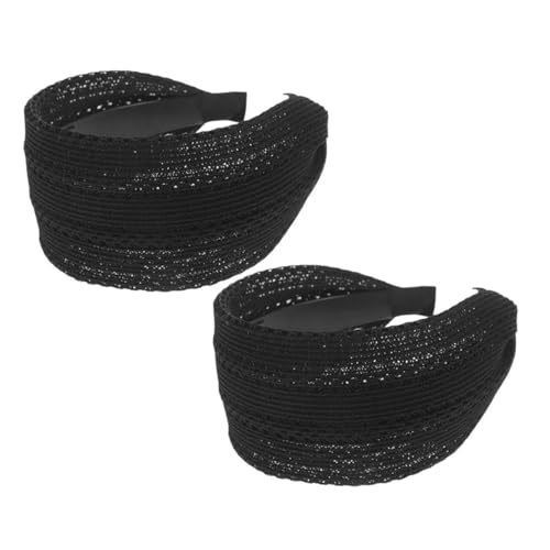 BESTYASH 2stücke Damen Kopfband Boho Stil Rutschfeste Haarbänder Mit Zähnen Große Spitzen-stirnbänder Für Yoga Und Sport Atmungsaktiv Und Schweißabsorbierend von BESTYASH
