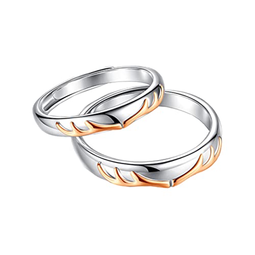 BESTYASH 2 Stück Silber Paarringe Verstellbare Liebesringe für Damen und Herren Chic Finger Schmuck für Verlobung Hochzeit und von BESTYASH