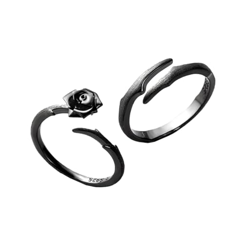 BESTYASH 2 Stück Sterlingsilber Dornen rosen Paarringe Offene Kreative Partner ringe für Damen und Herren Zartes Design Langlebig und Bequem als Verlobungs Freundschaftsringe von BESTYASH