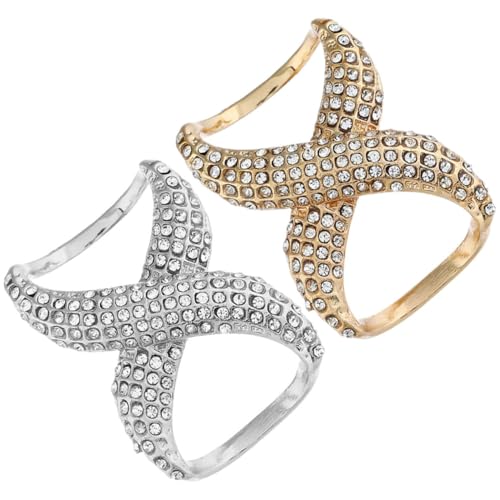 BESTYASH 2 Stück Strass Schalringe für Damen Modische Elegante Tuchclips mit Starkem Halt Glatte Oberfläche für Hochzeiten Partys und Alltag Gold und Silber Mix von BESTYASH
