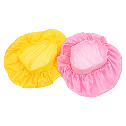 BESTYASH 2 Stück Stretch Badekappe Satin Haube Kinderhüte Mädchen Wiederverwendbare Krempe Duschhut Für Kleinkinder Haarhaube Eimerhut Breite Duschhauben Aus Seide von BESTYASH