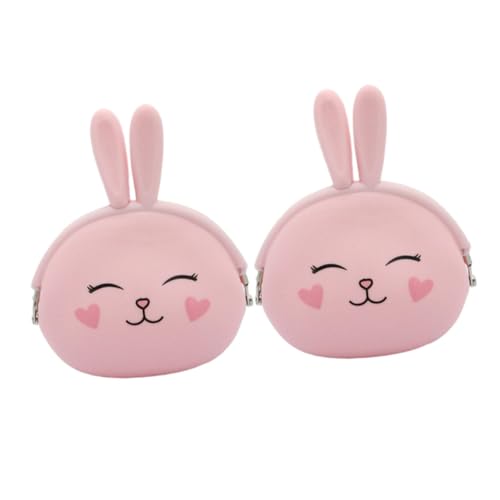 BESTYASH 2 Stück Süße Silikon Münzbörse mit Kaninchen Design Kleines Portemonnaie für Damen und Mädchen Leichtes Strapazierfähiges Kleingeld Schlüssel etui Praktisch für Alltag Reise und von BESTYASH