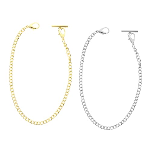 BESTYASH 2 Stück Taschenuhrkette Retro Styles bastelzeug lichterkettem Goldfarben Silver Chain Kettenglied beobachten Damen geldbörse Herren Hose Geldbeutelketten Brieftasche Kette Metall von BESTYASH