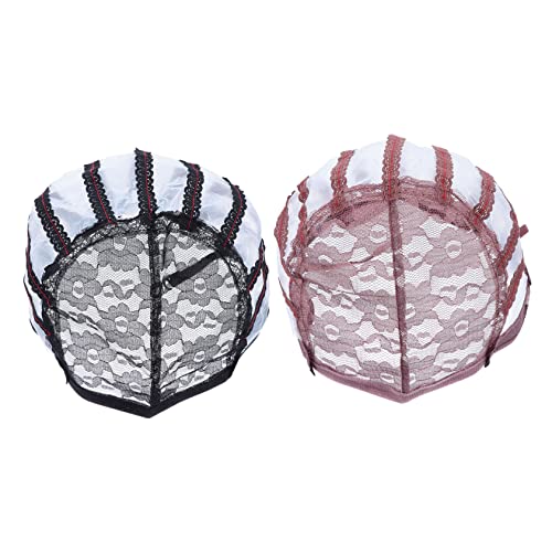 BESTYASH 2 Stück Teiliges Elastisches Perückennetz mit Verstellbarem Spitzen Design Atmungsaktives Leichtes Mesh Haarnetz für Damen Dehnbar und Angenehm Geeignet für Verschiedene von BESTYASH