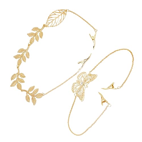 BESTYASH 2 Stück Teiliges Haarschmuck mit Ketten Design Haarklammern aus Legierung mit Blättern und Fransen für Damen für Besondere Anlässe und Alltägliches von BESTYASH