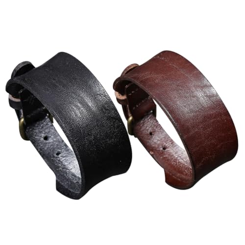 BESTYASH 2 Stück Teiliges Herren Lederarmband Verstellbar Retro Punk Stil Hautfreundlich Langlebig Modisches Accessoire für Street Dance Hip Hop und Alltagslook Schwarz und Braun von BESTYASH