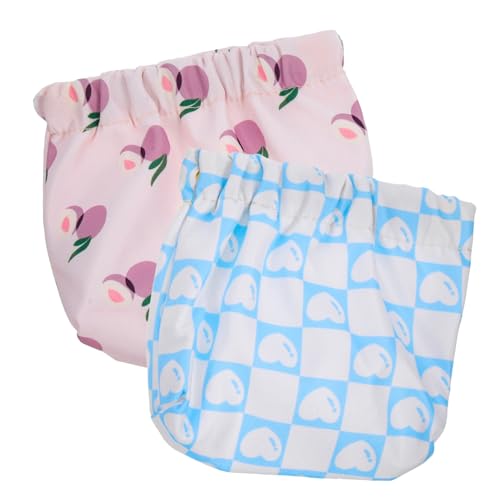 BESTYASH 2 Stück Teiliges Kleine Kosmetiktasche mit Elastischem Clip Bedruckte Make Up Tasche Reißverschluss Kompakter Kulturbeutel für Damen Modischer Organizer für Reise und Alltag von BESTYASH