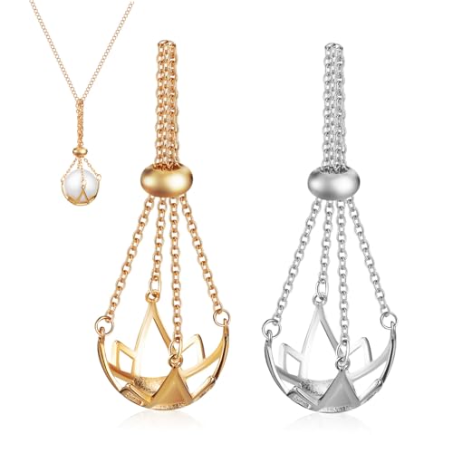 BESTYASH 2 Stück Teiliges Kristallstein halsketten Schmuckhalter Anhänger in Weißgold und Gold Sicherer DIY Schmuckhalter für Damen Minimalistisches Design für Vielseitige Anlässe von BESTYASH