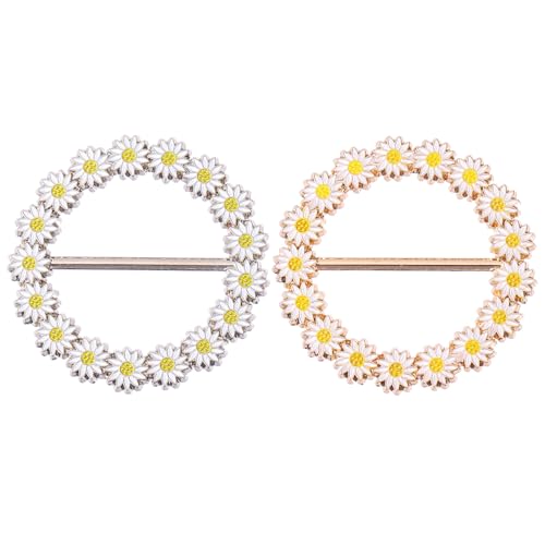 BESTYASH 2 Stück Teiliges Metall schalclips mit Gänseblümchen design Langlebige und Leichte Tuch dekorationen für Damen Vielseitig Einsetzbar an Tüchern Schals Strickjacken und Kleidung von BESTYASH