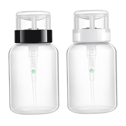 BESTYASH 2 Stück Teiliges Nagellackentferner Pumpflaschen Verschließbare Flüssigkeitsbehälter mit Presspumpe Nachfüllbare Nail Polish Remover Dispenser Flaschen Geeignet für Kosmetik und von BESTYASH