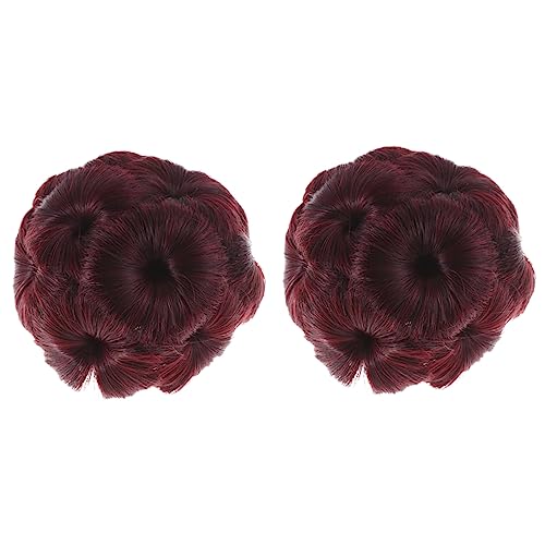 BESTYASH 2 Stück Teiliges Rotes Blumen Haarteil mit Haarklammer Geflochtene Pferdeschwanz Extension Einfach zu Befestigen Langlebig Schonend Geeignet für Damen bei Hochzeit Party Alltag von BESTYASH
